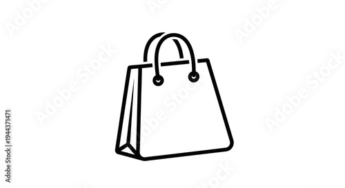 Shopping Bag Icon, Simple Line Art, E-commerce and Retail Symbol