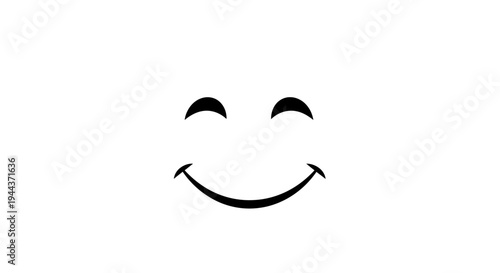 Simple Black and White Smiley Face Icon on White Background
