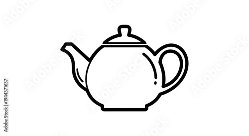 Simple Black and White Line Art Teapot Icon