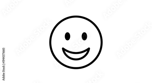 Simple Black and White Smiley Face Icon - Happy Emotion Symbol