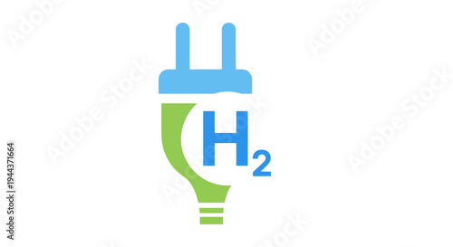 Hydrogen energy plug icon, green and blue concept for clean power and sustainability
