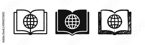 Global Education and World Knowledge Icons Set.