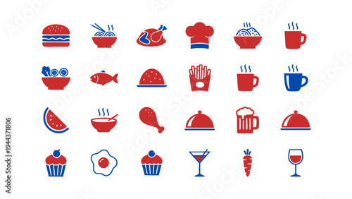 Sweet dessert and drink icons including cupcakes, cocktails, coffee, ice cream, and snacks.