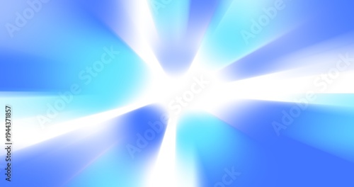Quadro em tela Bright blue abstract background with central light burst and radial rays