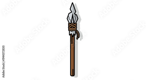 Primitive Spear Weapon Icon - Ancient Tool, Hunting, Survival
