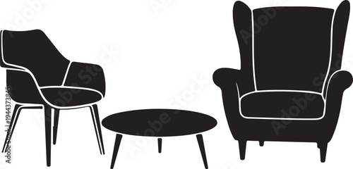 Set of 3 minimalist furniture icons vector