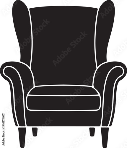 Vector black wingback armchair icon