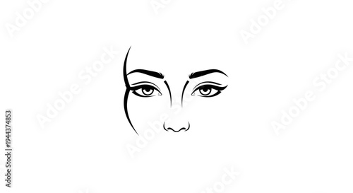 Minimalist line art of a woman's face with elegant eye makeup and subtle lips.