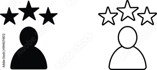Customer Rating and Professional User Review Vector Icons for Business Feedback