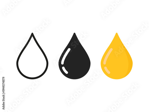 three types of oil drop in different style