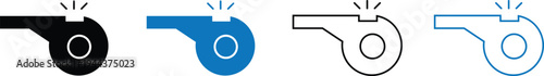 Whistle Vector Icons Set for Sports Coaching Referee and Emergency Alert Signals