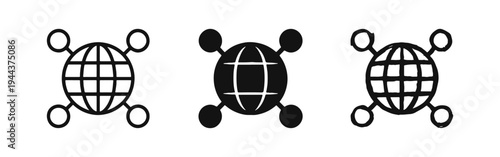Global Network and World Connectivity Icons Set