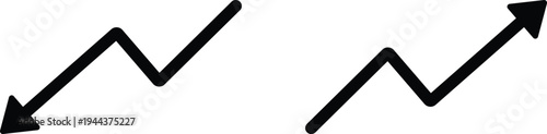 Stock Market Growth and Decline Trend Arrow Icons for Financial Analysis