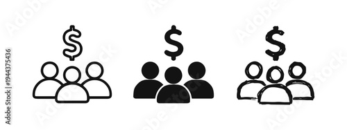 Financial Group and Team Revenue Icons Set