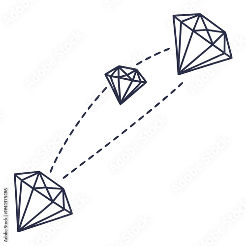 Diamond trajectory dotted line white background luxury