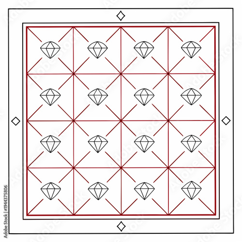 Diamond grid pattern on white background diamonds geometric