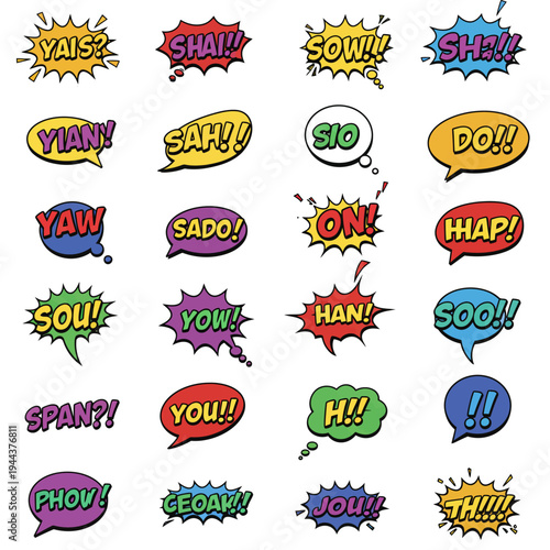Comic Speech Bubbles with Exclamations
