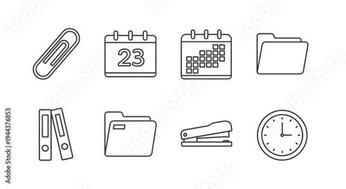 Modern office organization icons for business productivity