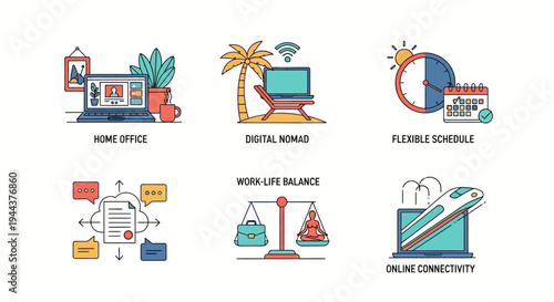 Modern workspace and lifestyle concepts for remote work and productivity