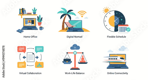 Modern remote work lifestyle with flexible schedule and online connectivity