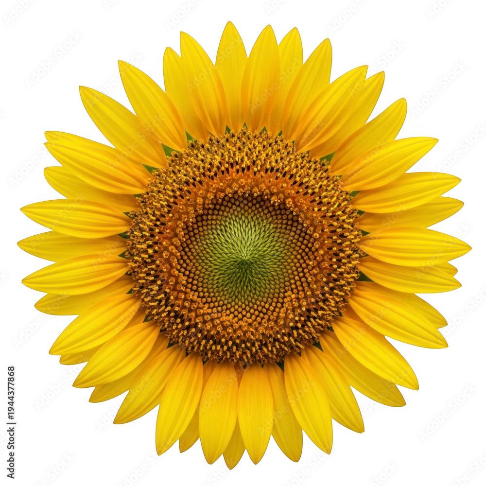 Naklejka premium A large yellow sunflower on transparent background
