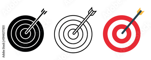 Set of target icons. Hit goal concept.