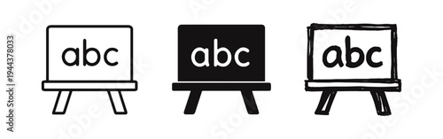 Blackboard with ABC Icons Set - Education, Learning, and Alphabet Symbol Collection