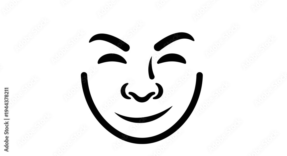 Obraz premium Joyful Face Icon, Happy Expression, Simple Smile, Vector Art