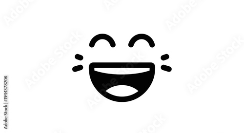 Joyful Laughter Emoji Icon: Expressive Face with Wide Smile and Closed Eyes
