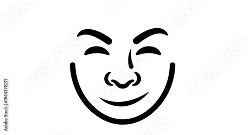 Joyful Face Icon, Happy Expression, Simple Smile, Vector Art