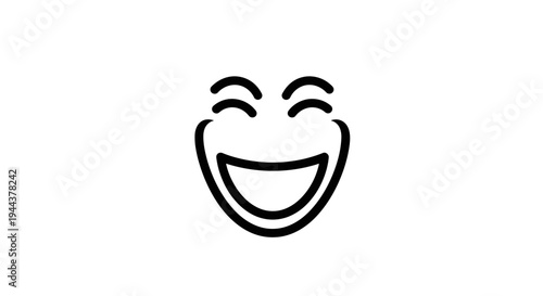 Joyful Laughter Icon: Expressive Face with Wide Smile and Closed Eyes
