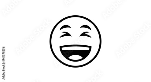Laughing Emoji Face Icon, Joyful Expression, Happiness Symbol, Vector Illustration