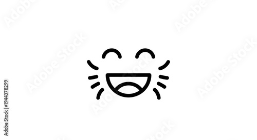 Laughing Face Icon, Joyful Emotion, Happiness Symbol, Simple Line Art