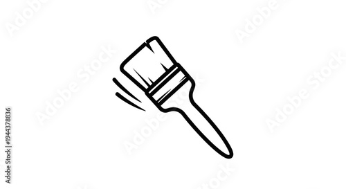 Hand-drawn icon of a paintbrush with dynamic strokes, symbolizing creativity and art