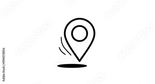 Hand-drawn map pin icon, location marker, navigation symbol, simple sketch style