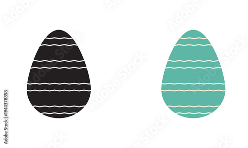 Minimal Striped Easter Eggs icon. Minimal illustration of two striped Easter eggs, with white background. 