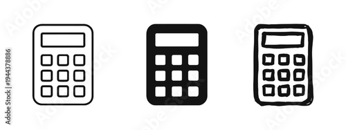 Calculator Icons Set - Math, Finance, and Business Tool Symbol Collection