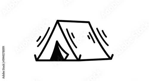 Hand-drawn Tent Icon: Camping, Outdoors, Adventure, Travel, Shelter, Nature
