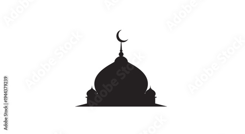 Islamic Mosque Dome Silhouette with Crescent Moon 4.