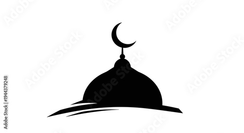 Islamic Mosque Dome Silhouette with Crescent Moon 3.