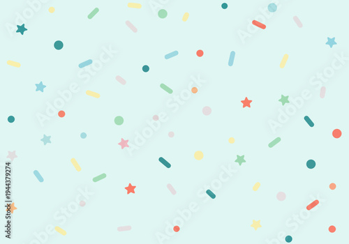 Tableau sur toile Fun retro-inspired abstract texture with multicolored organic shapes and decorative tiny details