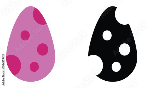 Minimal Striped Easter Eggs icon. Minimal illustration of two striped Easter eggs, with white background. 