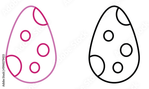 Minimal Striped Easter Eggs icon. Minimal illustration of two striped Easter eggs, with white background. 