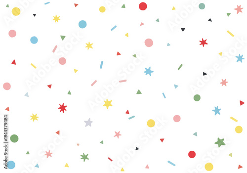 Tablou pe pânză Fun pastel sprinkle pattern with scattered confetti dots stars and lines over minimal neutral background