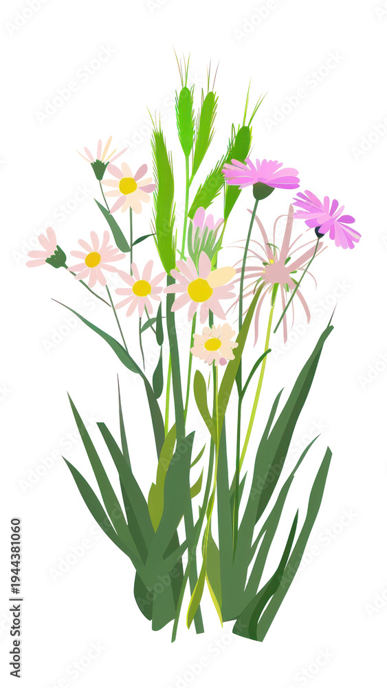 Fototapeta premium PNG Wildflower bouquet flowers art illustration.