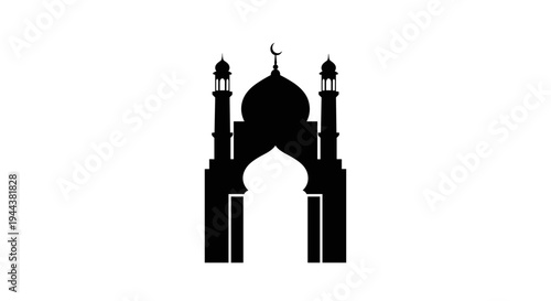 Islamic Mosque Entrance Silhouette Icon.