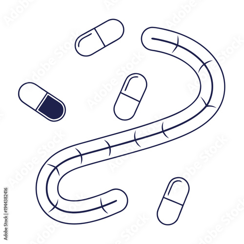 Blue pills and capsules on white background medicine