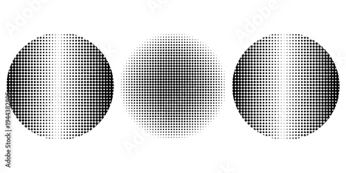Collection of halftone circle frames dotted background. The round border icon uses a halftone random circle dot raster texture. Grunge circular stains eps 10