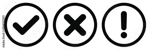 Right Wrong Exclamation Mark Vector Icons Black Outline