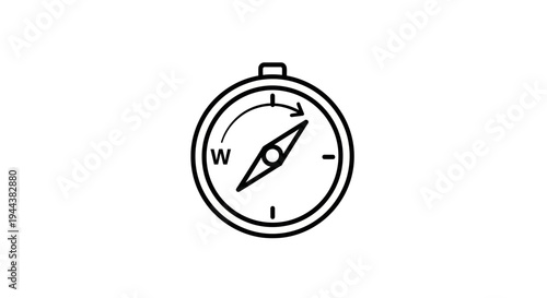 Compass Icon, Navigation Tool, Direction Finding, Travel and Adventure Symbol